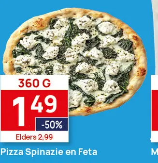 Aanbieding: 5 pakken Pizza Spinazie en Feta  360g (BIO)