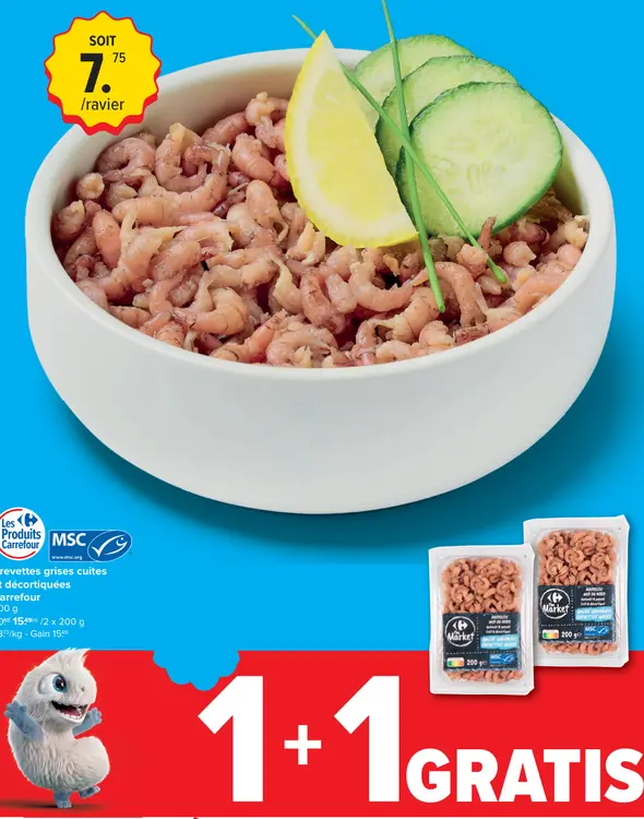 Offre: Crevettes grises cuites et décortiquées