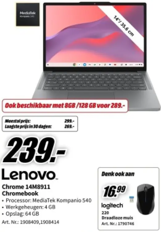 Aanbieding: Lenovo Chrome 14M8911 Chromebook
