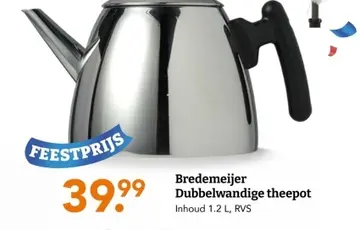 Aanbieding: Bredemeijer Dubbelwandige theepot