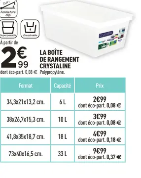 Offre: La boîte de rangement crystaline