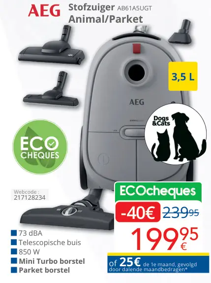 Aanbieding: Stofzuiger AB61A5UGT Animal/Parket