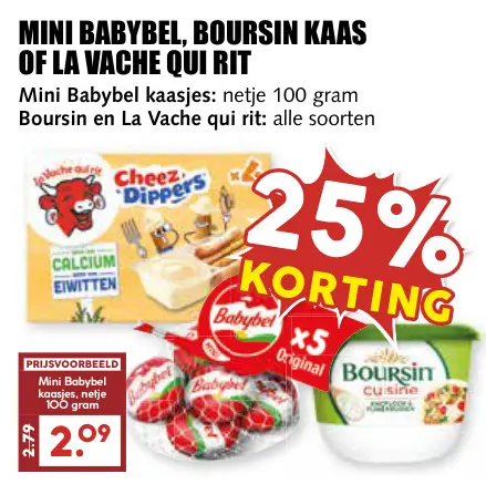 Aanbieding: Mini babybel, Boursin kaas of La Vache qui rit