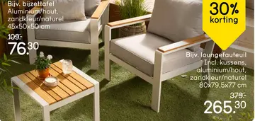 Aanbieding: Loungefauteuil Biarritz - aluminium/teakhout - met kussens