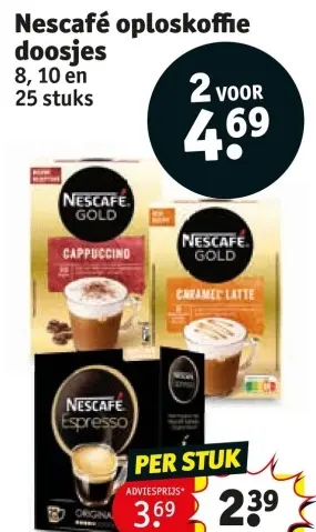 Aanbieding: Nescafe oploskoffie doosjes