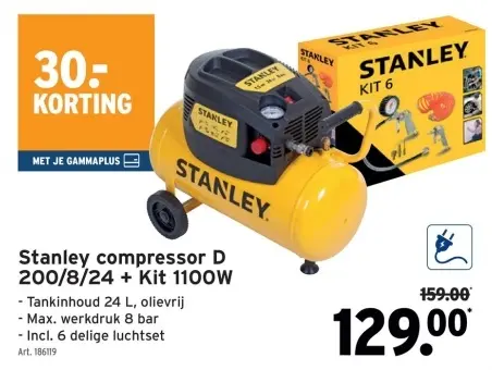 Aanbieding: Compressor D 200/8/24 + Kit 1100W