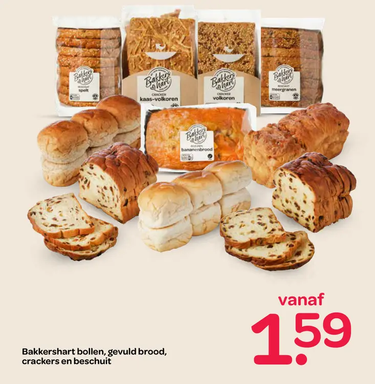 Aanbieding: Bakkershart bollen, gevuld brood, crackers en beschuit