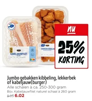 Aanbieding: Jumbo gebakken kibbeling, lekkerbek of kabelj