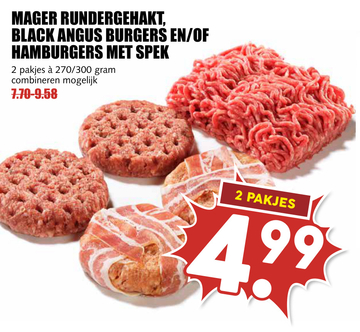 Aanbieding: MAGER RUNDERGEHAKT, BLACK ANGUS BURGERS EN/OF HAMBURGERS MET SPEK