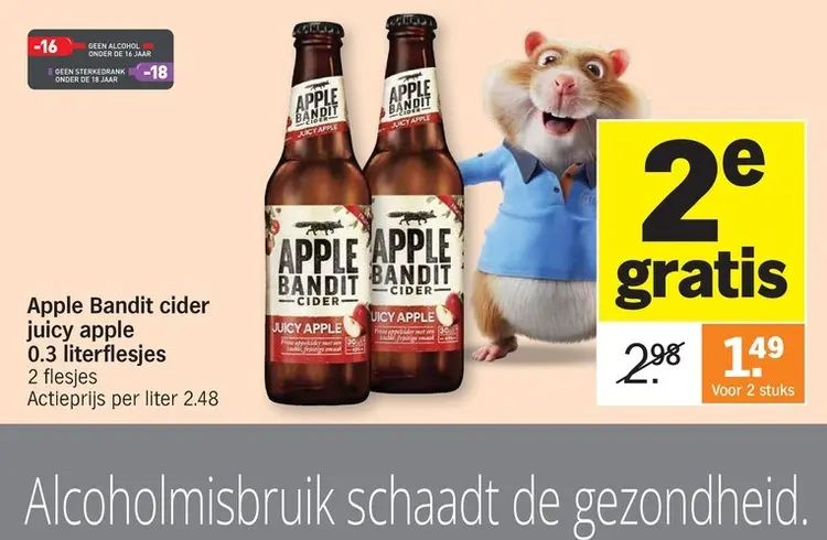Promotie: Apple Bandit cider juicy apple 0.3 literflesjes