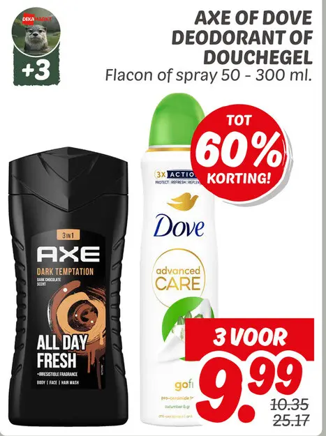 Aanbieding: Axe of Dove deodorant of douchegel