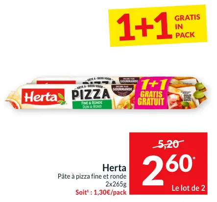 Offre: Pâte à pizza fine et ronde