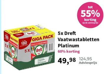 Aanbieding: 5x Dreft Vaatwastabletten Platinum