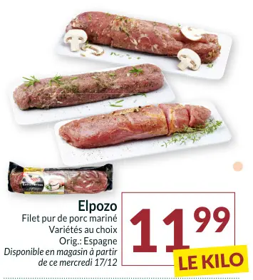 Offre: Filet pur de porc mariné