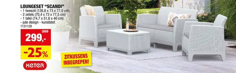 Promotie: Keter Scandi loungeset ash grey