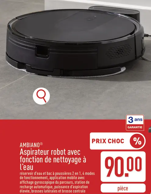 Offre: Aspirateur robot avec fonction de nettoyage à l'eau