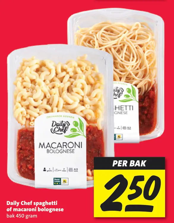 Aanbieding: Daily Chef spaghetti of macaroni bolognese