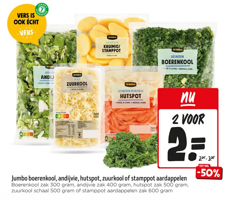 Aanbieding: Boerenkool, andijvie, hutspot, zuurkool of stamppot aardappelen