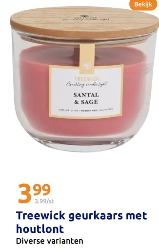 Aanbieding: Treewick geurkaars met houtlont