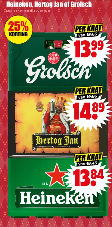 Aanbieding: Heineken, Hertog Jan of Grolsch