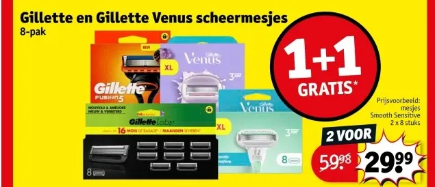 Aanbieding: Gillette en Gillette Venus scheermesjes