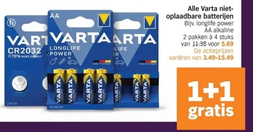 Aanbieding: Varta niet-oplaadbare batterijen