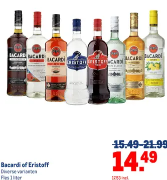 Aanbieding: Bacardi of Eristoff