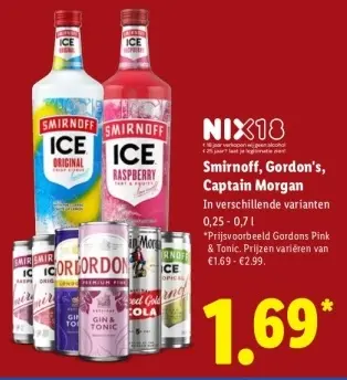 Aanbieding: Smirnoff, Gordon's, Captain Morgan