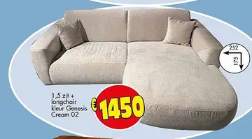 Aanbieding: 1,5 zit + longchair
