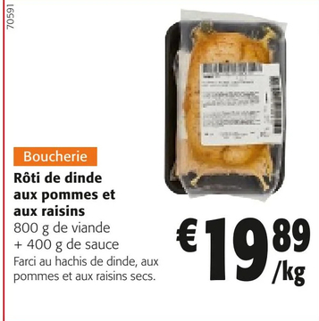 Offre: Rôti de dinde aux pommes et aux raisins