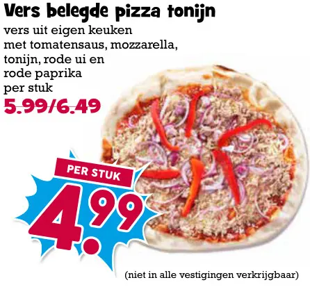 Aanbieding: Vers belegde pizza tonijn