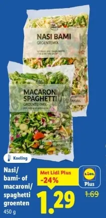 Aanbieding: Nasi/bami- of macaroni/spaghetti groenten