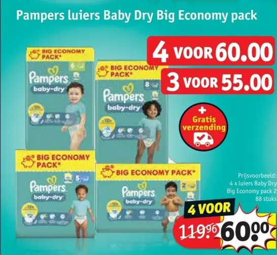 Aanbieding: Pampers luiers Baby Dry Big Economy pack