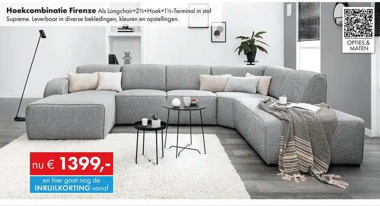 Aanbieding: Firenze hoekbank groot zilver