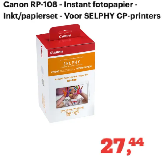 Aanbieding: Canon RP-108 - Instant fotopapier - Inkt/papi