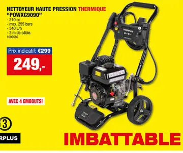 Offre: Powerplus POWXG9090 nettoyeur haute pression thermique 210cc