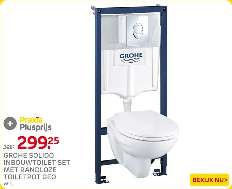 Aanbieding: Solido inbouwtoilet set met randloze toiletpot Geo
