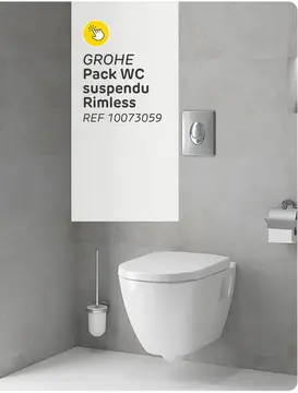 Offre: Pack wc suspendu rimless grohe serel i abattant avec frein de chute