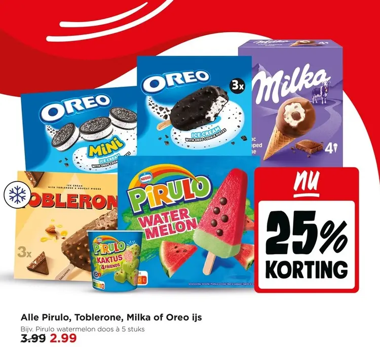 Aanbieding: Alle Pirulo, Toblerone, Milka of Oreo ijs