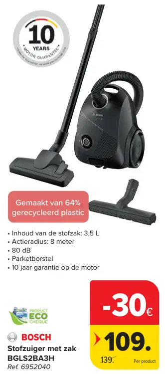 Promotie: Stofzuiger met zak BGLS2BA3H