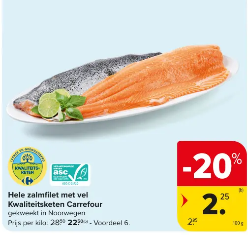 Promotie: Hele zalmfilet met vel