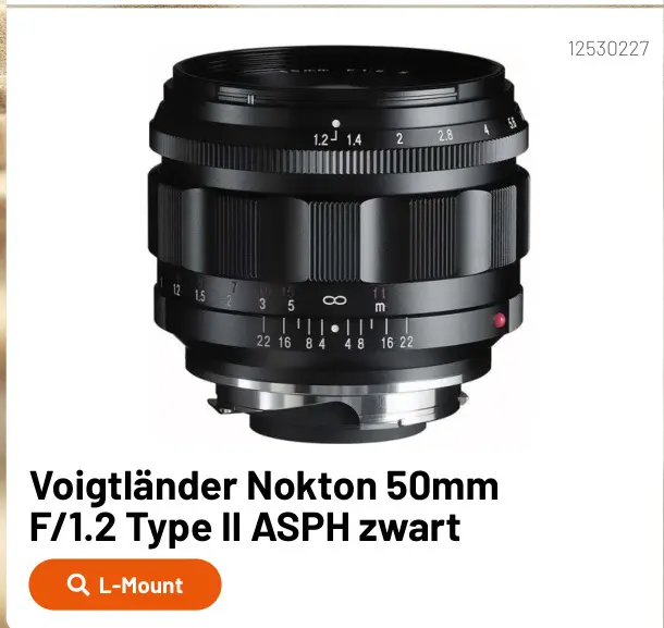 Aanbieding: Nokton 50mm F/1.2 Type II ASPH zwart