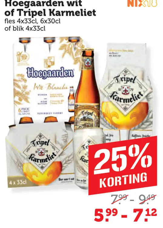Aanbieding: Hoegaarden wit of Tripel Karmeliet