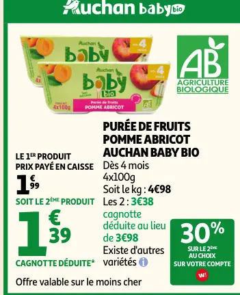 Offre: Purée de fruits pomme abricot