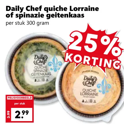 Aanbieding: Quiche Lorraine of spinazie geitenkaas