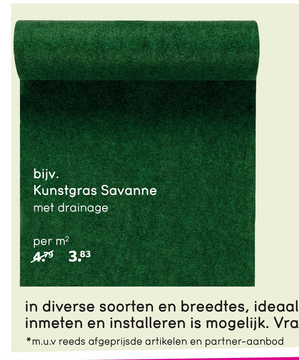 Aanbieding: Kunstgras Savanne met drainage - groen - 133x400 cm