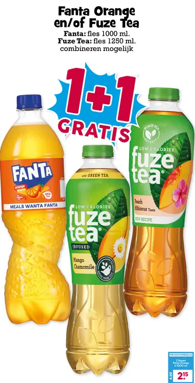 Aanbieding: Fanta Orange en/of Fuze Tea