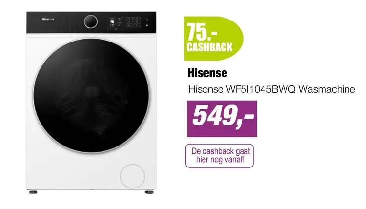 Aanbieding: Hisense WF5I1045BWQ Wasmachine