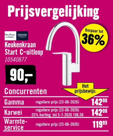 Aanbieding: Keukenkraan Start C-uitloop chroom