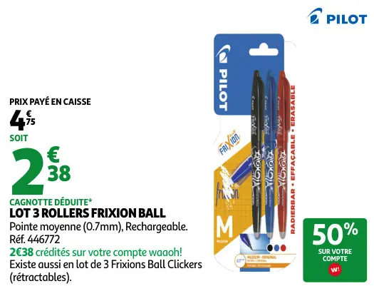 Promotie: Lot 3 rollers FRIXION ball